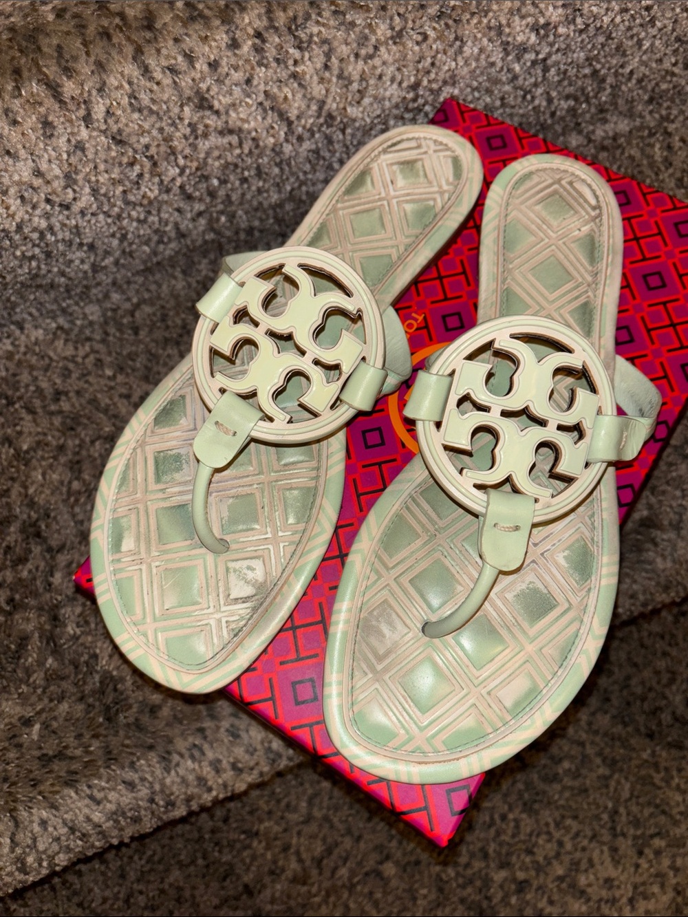 Tory Burch Mint Green Women's Logo Flip Sandals